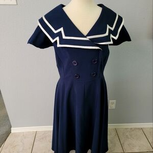 Bettie Page Blue Sailor Dress 50's Style size XXL
